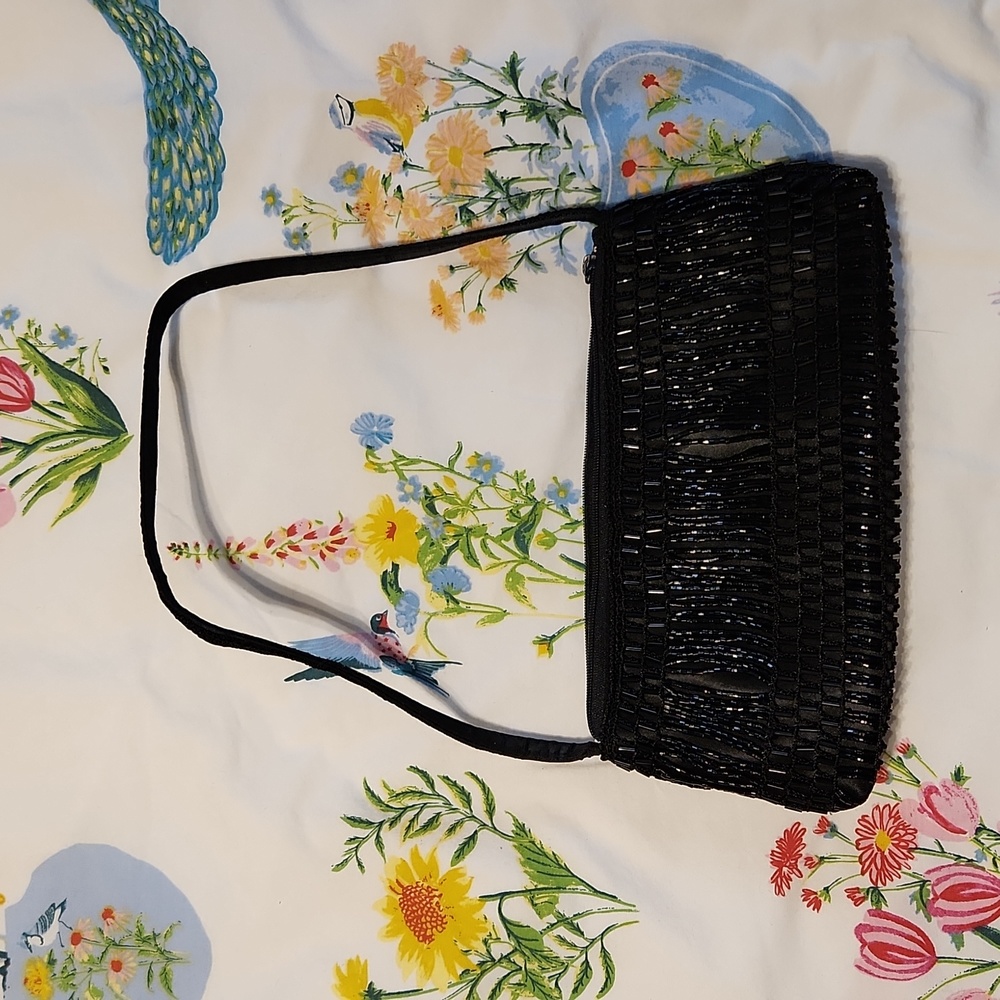 Black beaded evening bag